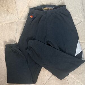 Aviator Nation Black Sweatpants Women with Gray and Rainbow Accents